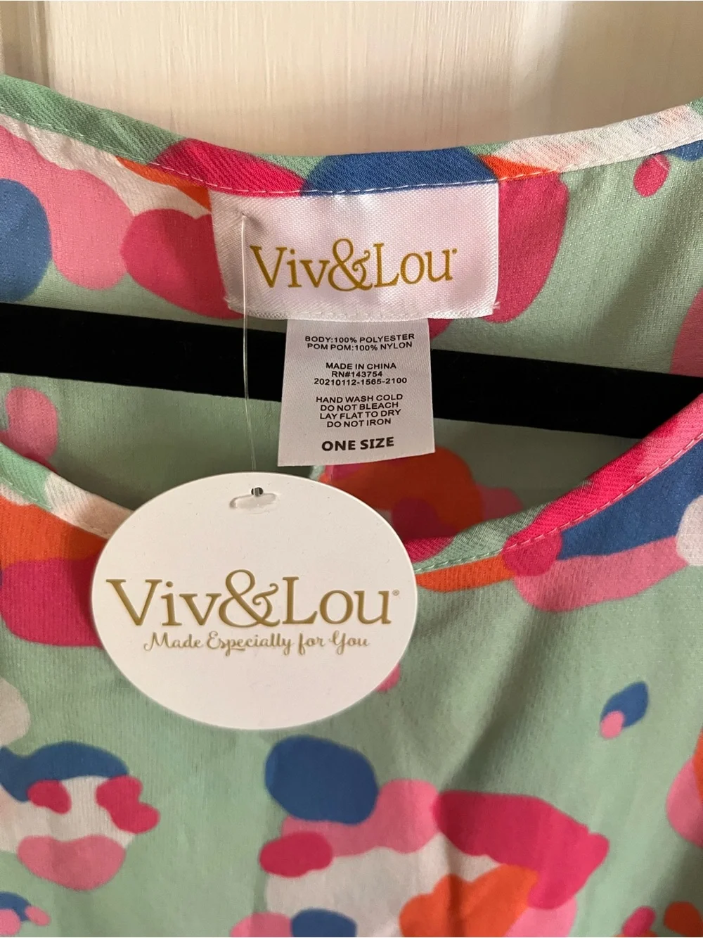 Viv & Lou Mint Floral Pom-Pom Tunic